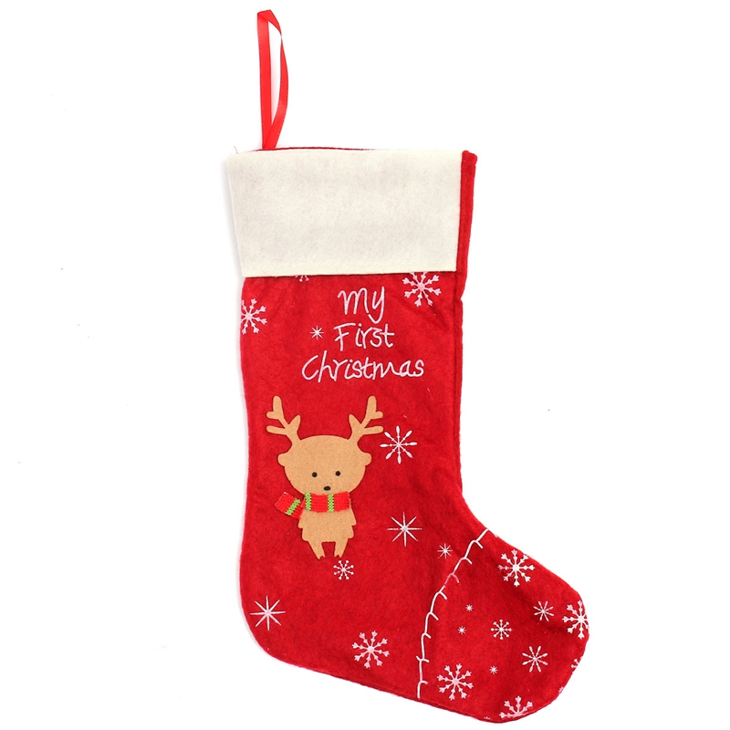 new christmas decorations 1pc christmas candy for apple stockings 30cm sack sock gift deer snowflake decoration