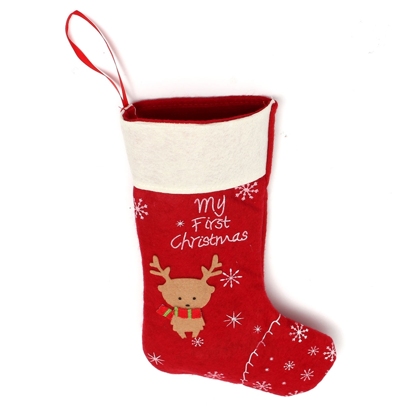 new christmas decorations 1pc christmas candy for apple stockings 30cm sack sock gift deer snowflake decoration