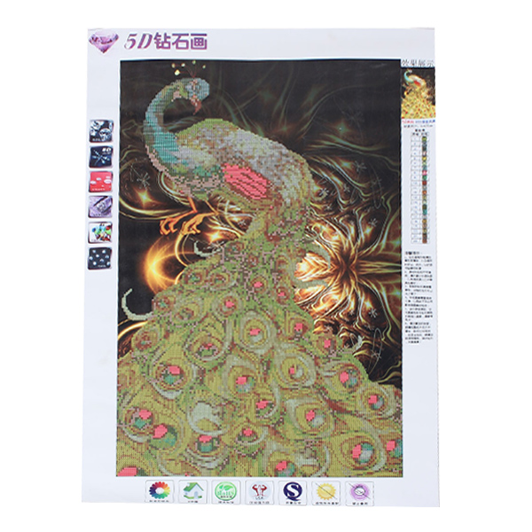 new classic design needle work diy cross stitch 3d prcise print diamond embroidery golden peacock cross stitch home decoration