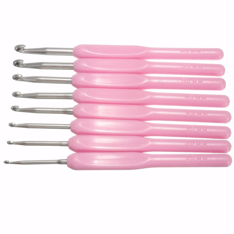new durable 8pcs set pink soft handle aluminum crochet hooks needles knit weave craft yarn for loom tool diy crafts new durable 8pcs set pink soft handle aluminum crochet hooks needles knit weave craft yarn for loom tool diy crafts