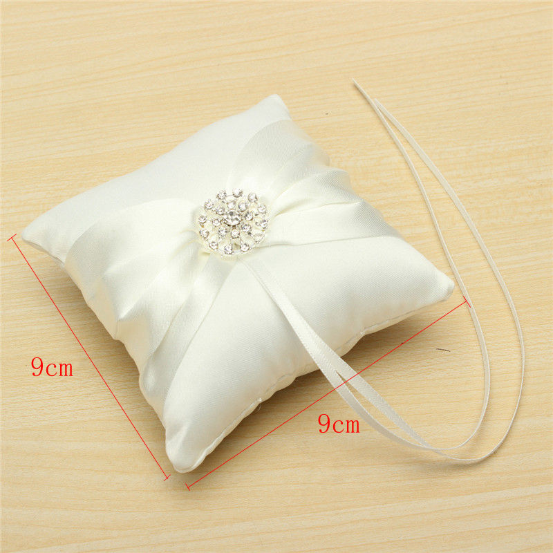 new fashion beautiful white satin bowknot diamante romantic wedding ring pillow wedding ring pillow cushion