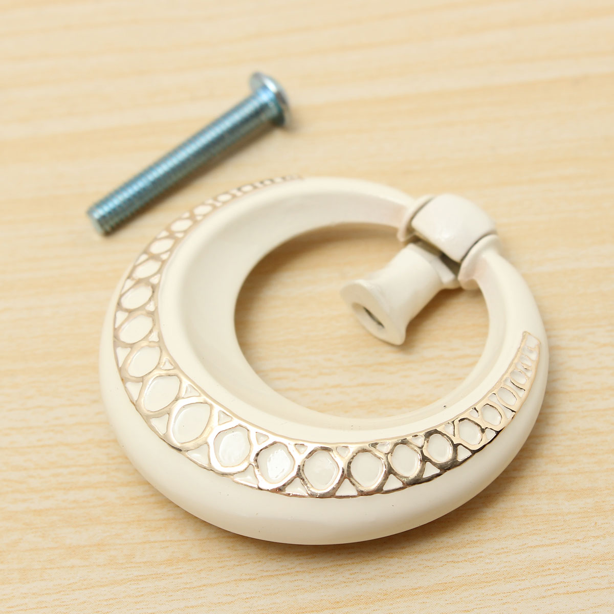 new ivory white cabinet cupboard drawer door ring pull handle knobs zinc alloy