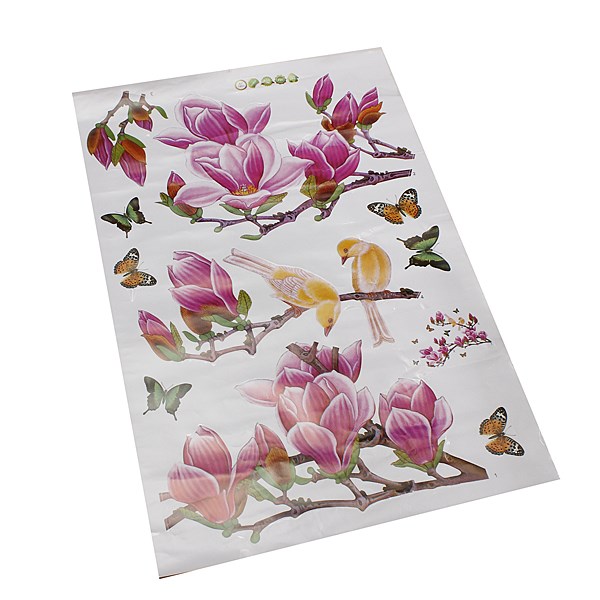 new magnolia flower tree &butterfly birds wall stickers poster home decoration art decal wallpaper removable stickers