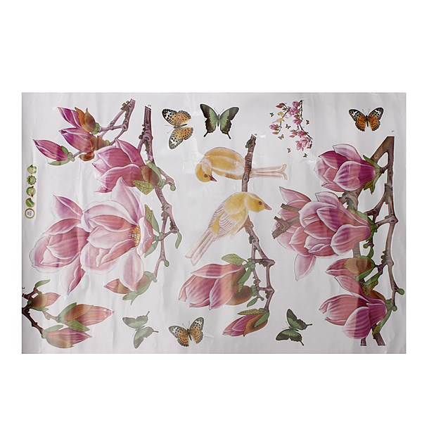 new magnolia flower tree &butterfly birds wall stickers poster home decoration art decal wallpaper removable stickers