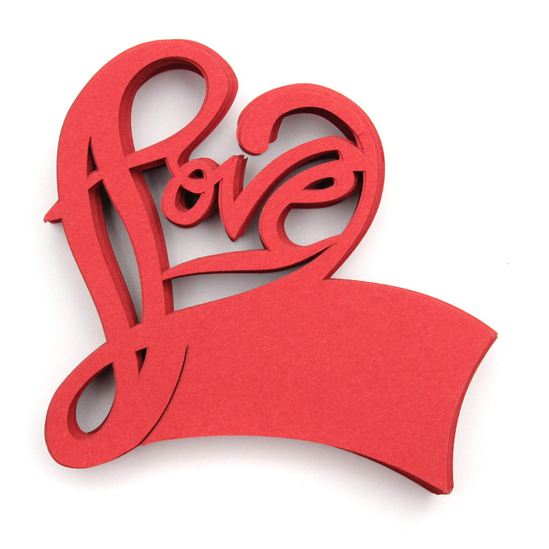 new stylish 50pcs/lot love heart wedding place cards table mark wine glass name place card wedding party favor