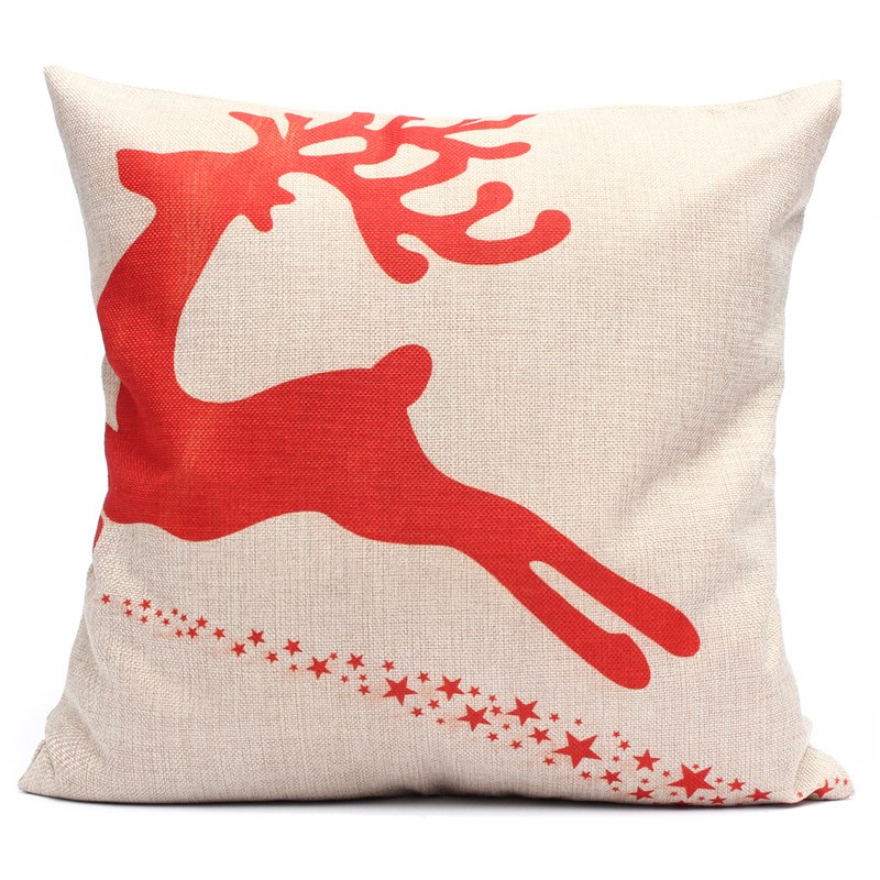 new top selling cushion covers pillow shells christmas reindeer linen cotton cover pillow case christmas decoration 17" x 17"