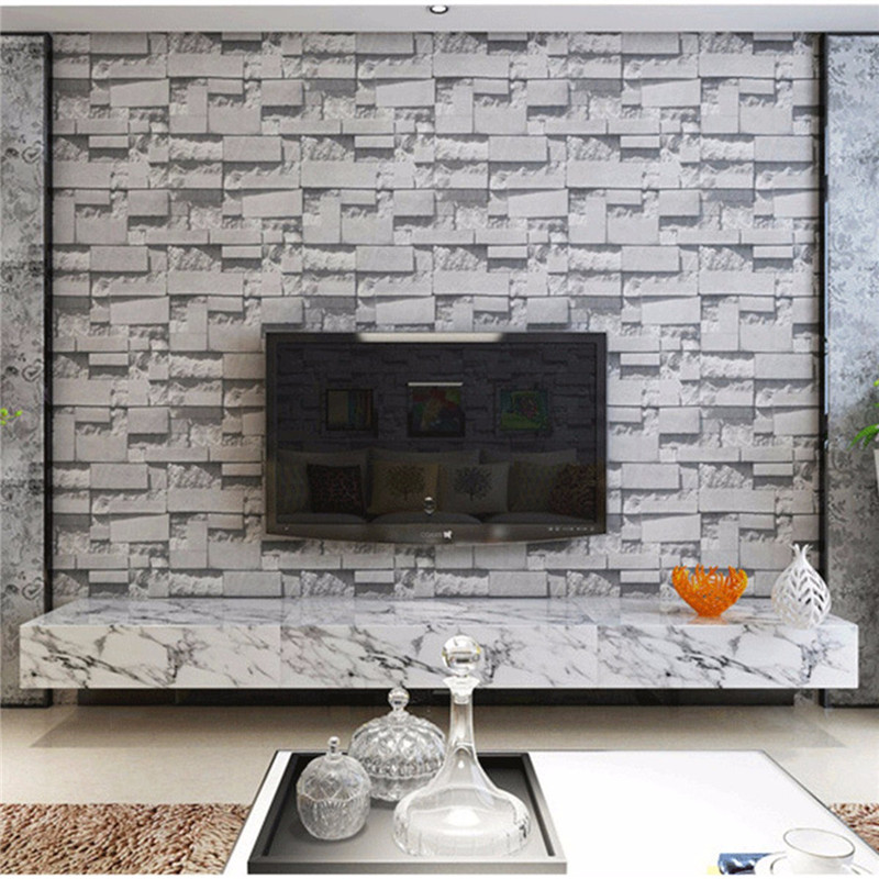 newest 3d brick stone natural color slate outdoor environmental non-woven living room bedding room wallpaper 10x0.53m 2color