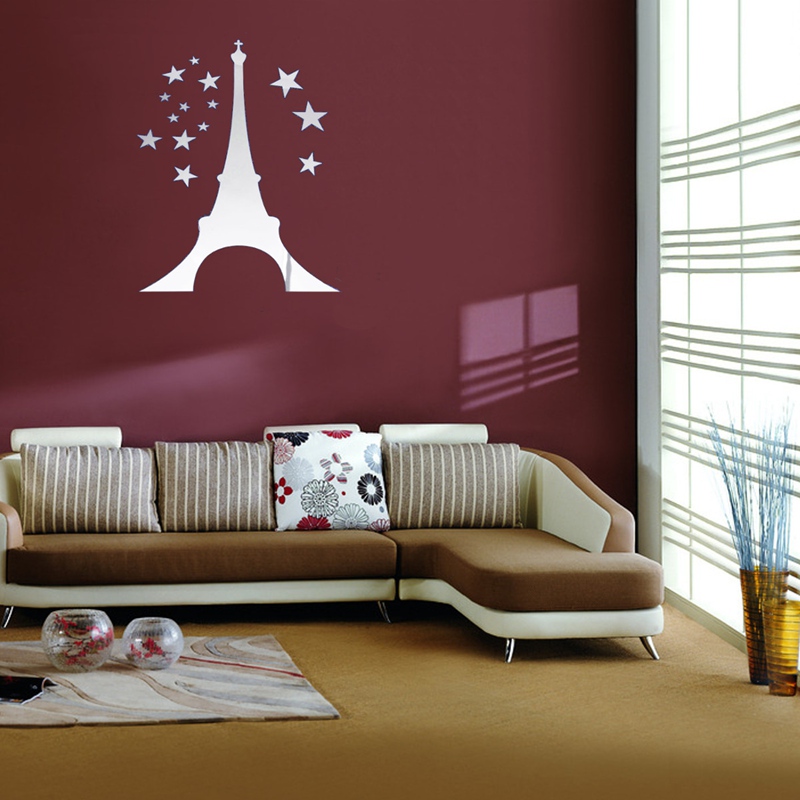 newest!! best promotion removable acrylic decor wall sticker art decals home room wall mural tower eiffel stars fit decoration