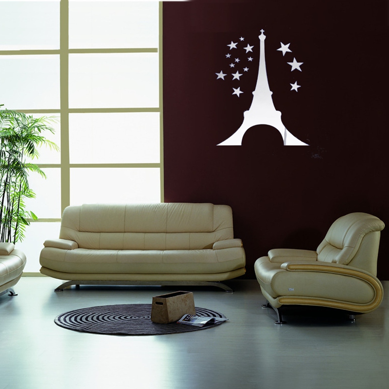 newest!! best promotion removable acrylic decor wall sticker art decals home room wall mural tower eiffel stars fit decoration