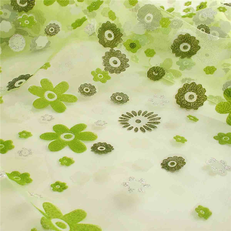 newest green color floral pattern voile curtain tulle door window curtain sheer voile curtain drape valance house decoration