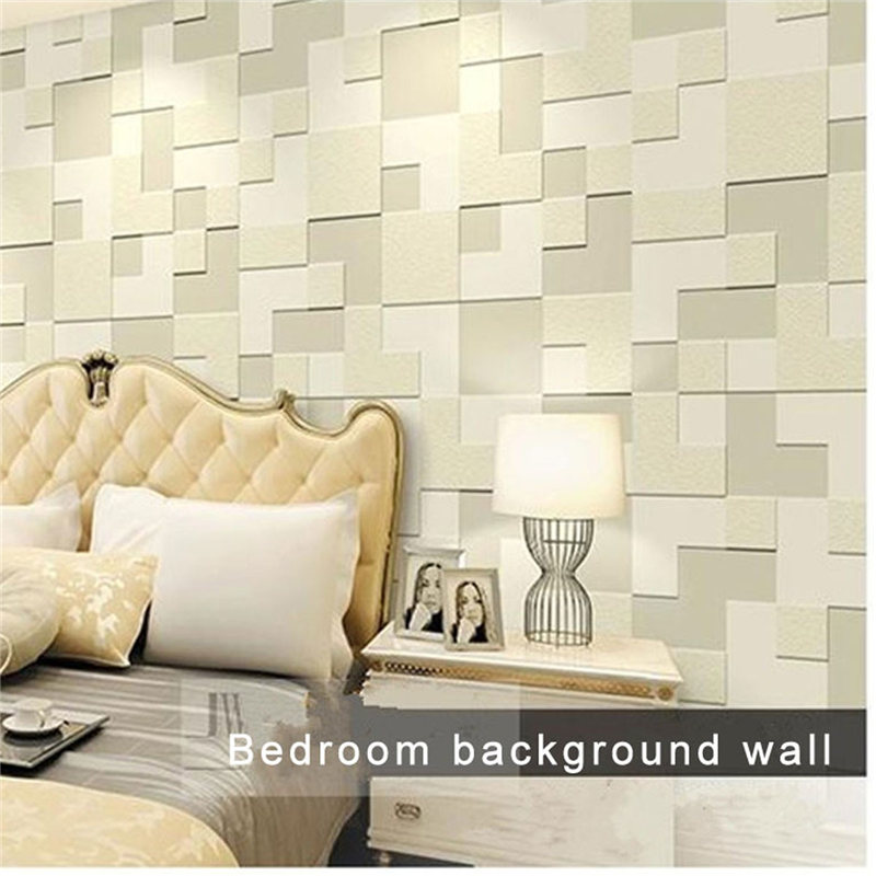 newest modern fashion simple 3d mosaic living room 10m non-woven fabrics wallpaper background decorate 10x0.53m 3 color home