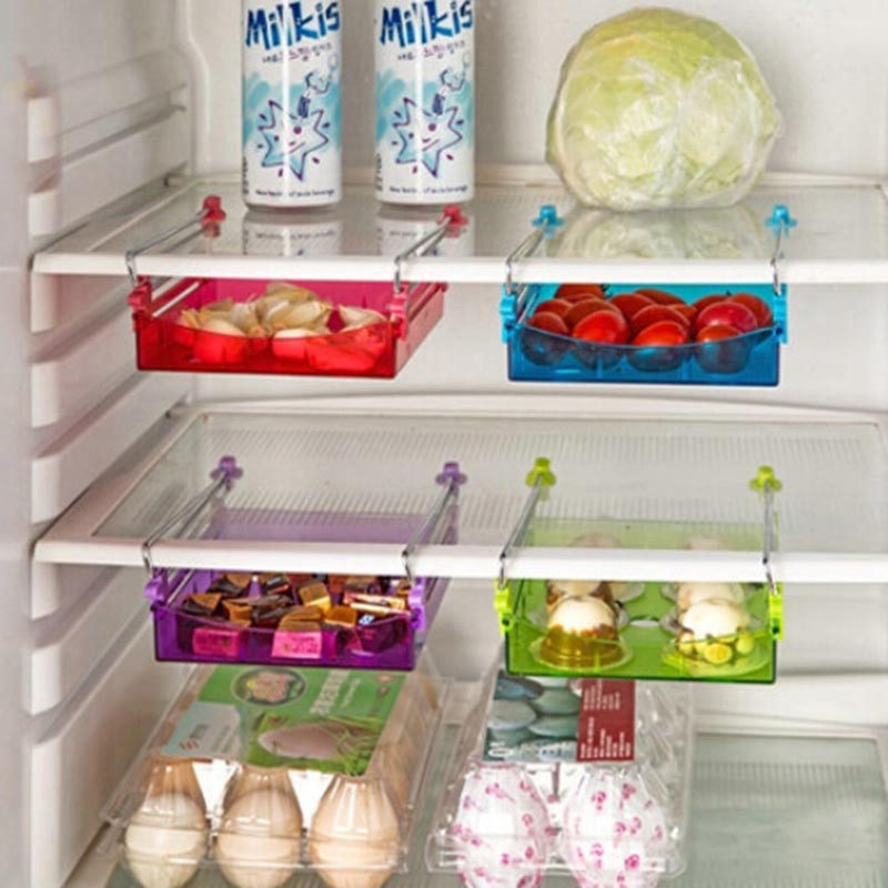 newest slide fridge zer refrigerator shelf storage rack holder space saver kitchen 4color abs+stainless steel 15x11.8x2.5cm