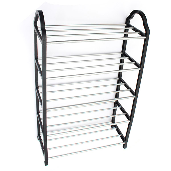 portable hign quality luxury aluminum 5 tier shoe tower rack stand space saving organiser storage unit shelves black