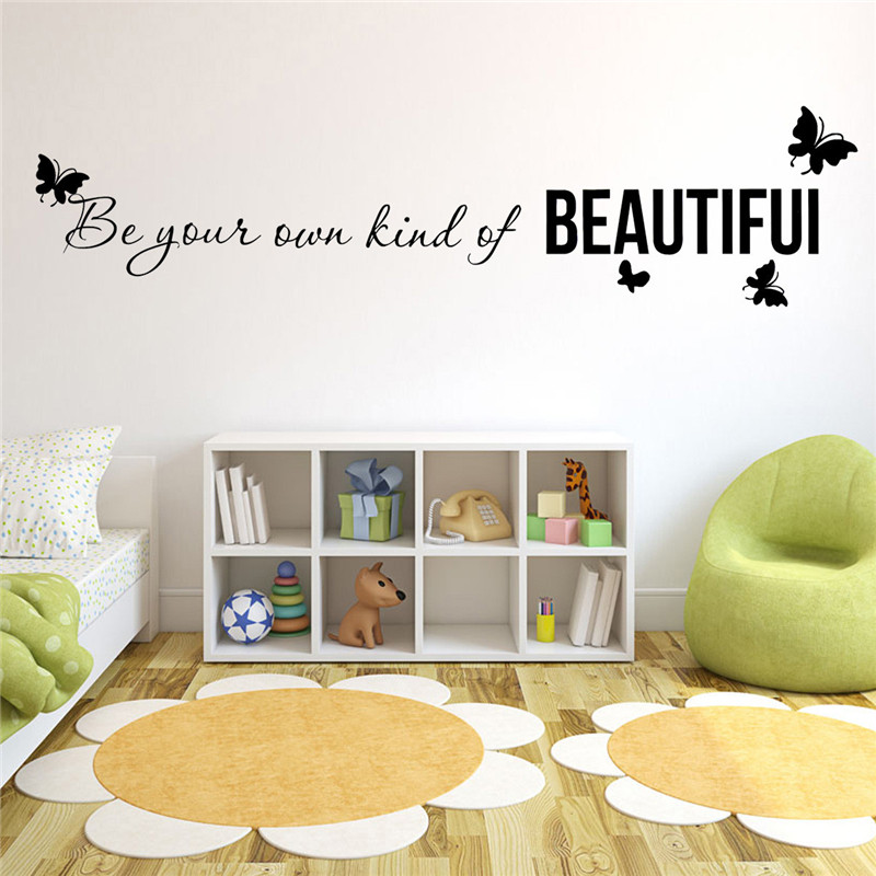 poster home decor be your own kind of beautiful & butterfly wall stickers quotes vinyl diy romantic wedding sticker