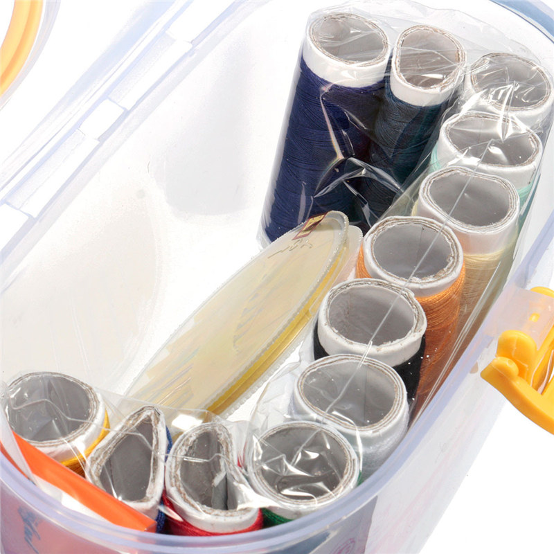 promotion compact design convenient portable sewing kit threader needle measure tape scissor thimble box houshold home travel