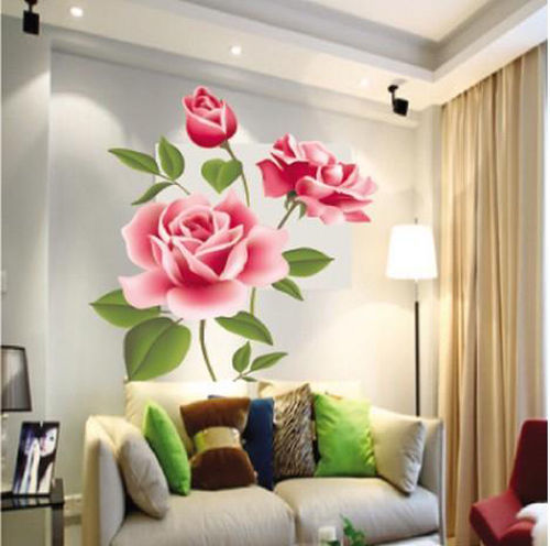 removable 3d rose flower diy home room vinyl decal decor wallpaper kitchen waterproof wall stickers 2015 fashion new