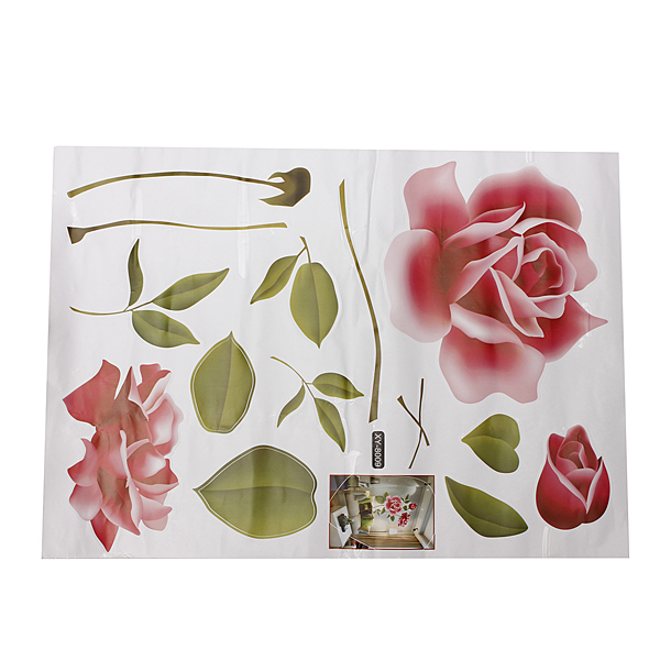 removable 3d rose flower diy home room vinyl decal decor wallpaper kitchen waterproof wall stickers 2015 fashion new