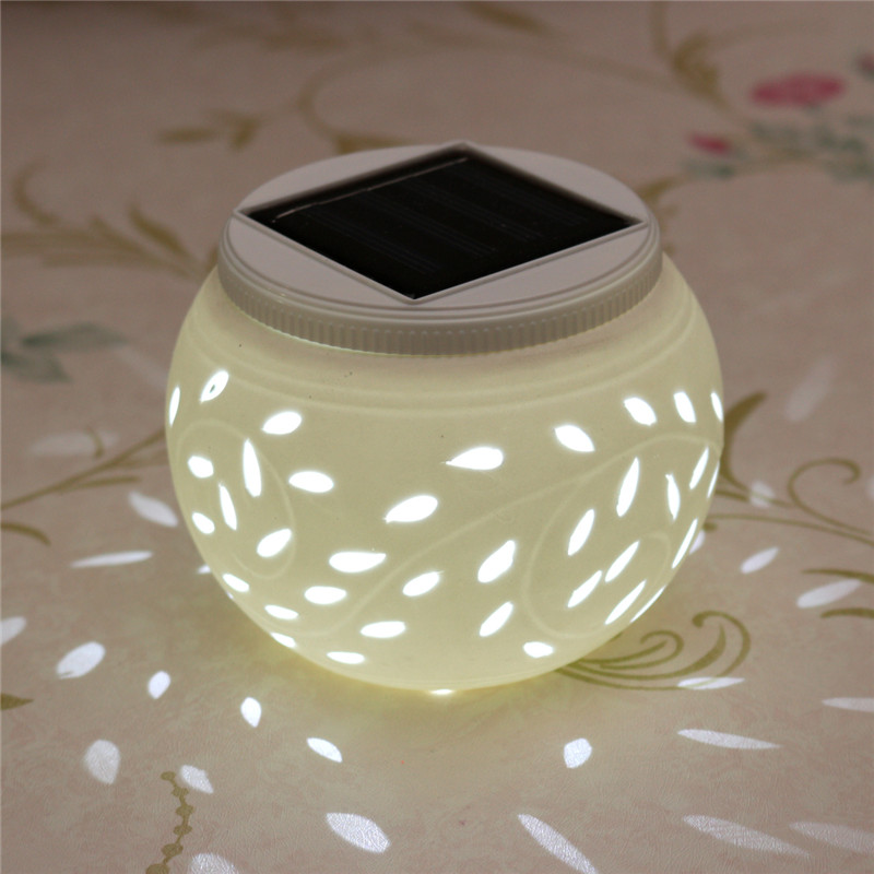 romantic design ceramic changing colour led solar lamp sun powered table garden round light sun light solar power lamp