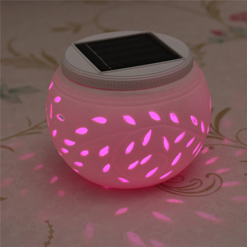 romantic design ceramic changing colour led solar lamp sun powered table garden round light sun light solar power lamp