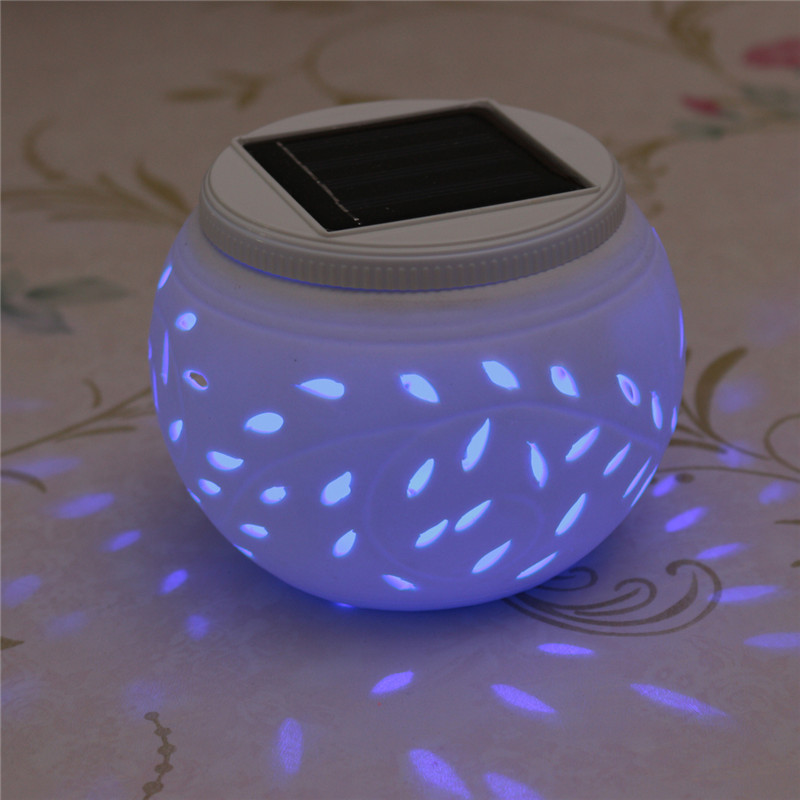 romantic design ceramic changing colour led solar lamp sun powered table garden round light sun light solar power lamp