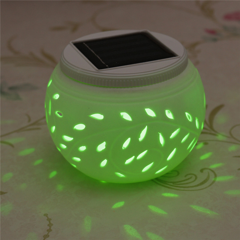 romantic design ceramic changing colour led solar lamp sun powered table garden round light sun light solar power lamp