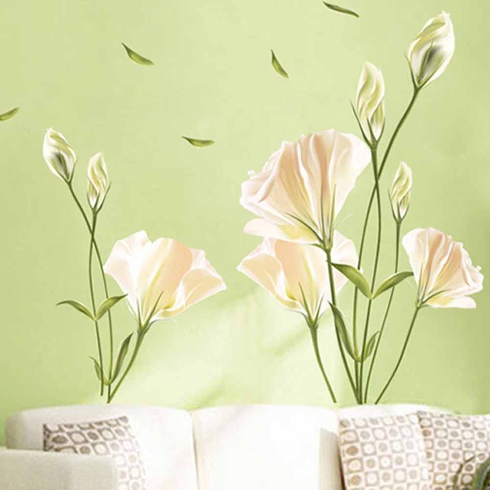 selling 3d wall stickers 140*120 pvc home decor lily flower removable vinyl wall decor bedroom sticker decals