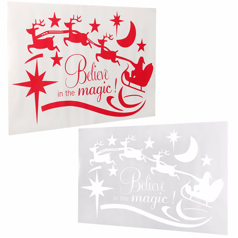 selling removable pvc merry christmas xmas weihnachten wall window sticker decal home decorations white/red 60x36cm
