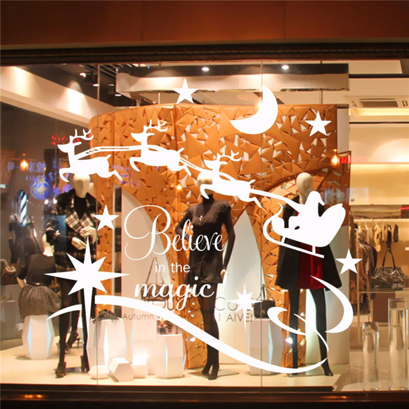 selling removable pvc merry christmas xmas weihnachten wall window sticker decal home decorations white/red 60x36cm