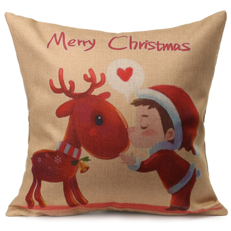 special offer high standard vintage cotton linen throw pillow case comfortable cushion cover merry christmas home decor 43x43cm