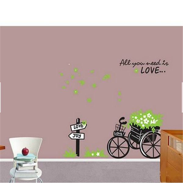 test new arrival modern style removerable green love float wall sticker home decoration sticker living room bedroom