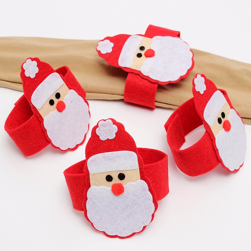 top selling new stylish fashion design 4pcs christmas santa napkin rings serviette holder dinner table festive party decor