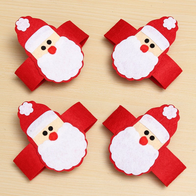 top selling new stylish fashion design 4pcs christmas santa napkin rings serviette holder dinner table festive party decor