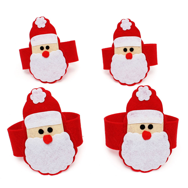 top selling new stylish fashion design 4pcs christmas santa napkin rings serviette holder dinner table festive party decor