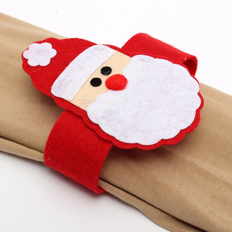 top selling new stylish fashion design 4pcs christmas santa napkin rings serviette holder dinner table festive party decor