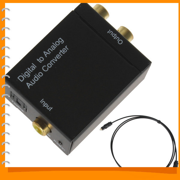digital optical coaxial toslink signal to analog rca l r audio converter adapter + fibre optic cable