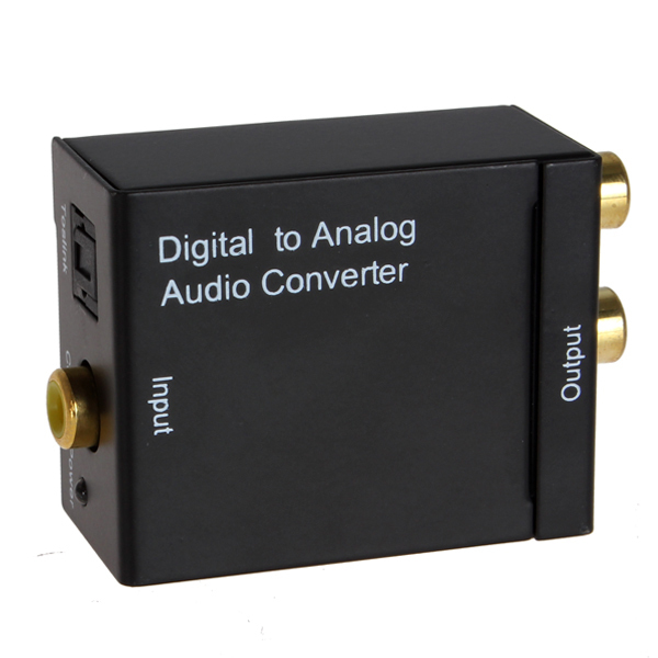 digital optical coaxial toslink signal to analog rca l r audio converter adapter + fibre optic cable