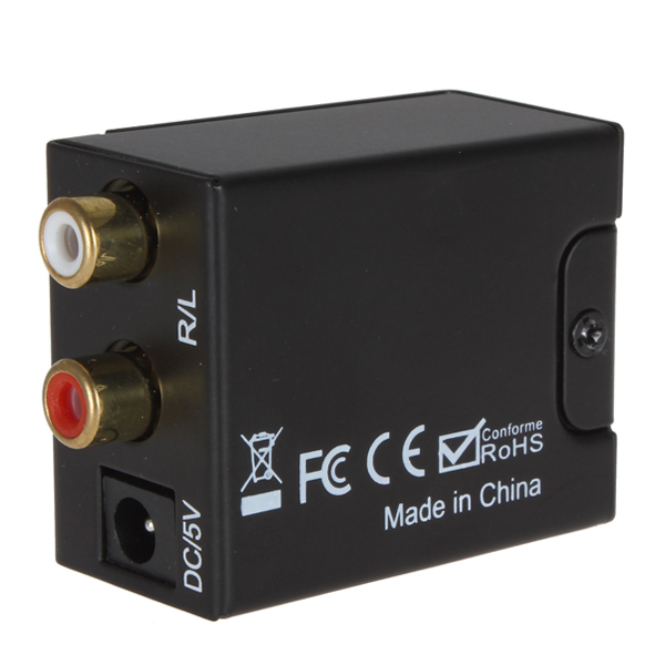 digital optical coaxial toslink signal to analog rca l r audio converter adapter + fibre optic cable