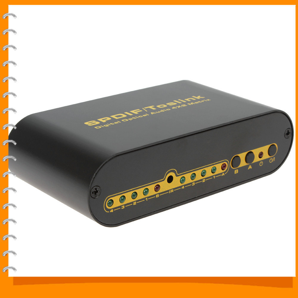 spdif 4 x 2 matrix audio splitter 4 ways of optical fiber signal input split / switch to 2 sets of spdif signal receiving device spdif 4 x 2 matrix audio splitter 4 ways of optical fiber signal input split / switch to 2 sets of spdif signal receiving device