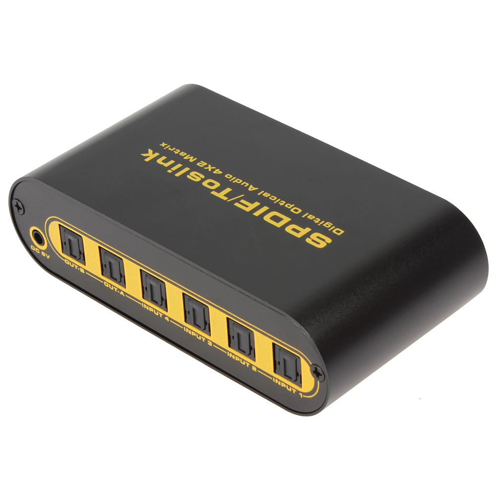 spdif 4 x 2 matrix audio splitter 4 ways of optical fiber signal input split / switch to 2 sets of spdif signal receiving device