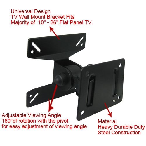 universal rotated sphc tv wall mount swivel tv bracket for 10 ~ 26 inch lcd led falt panel plasma tv