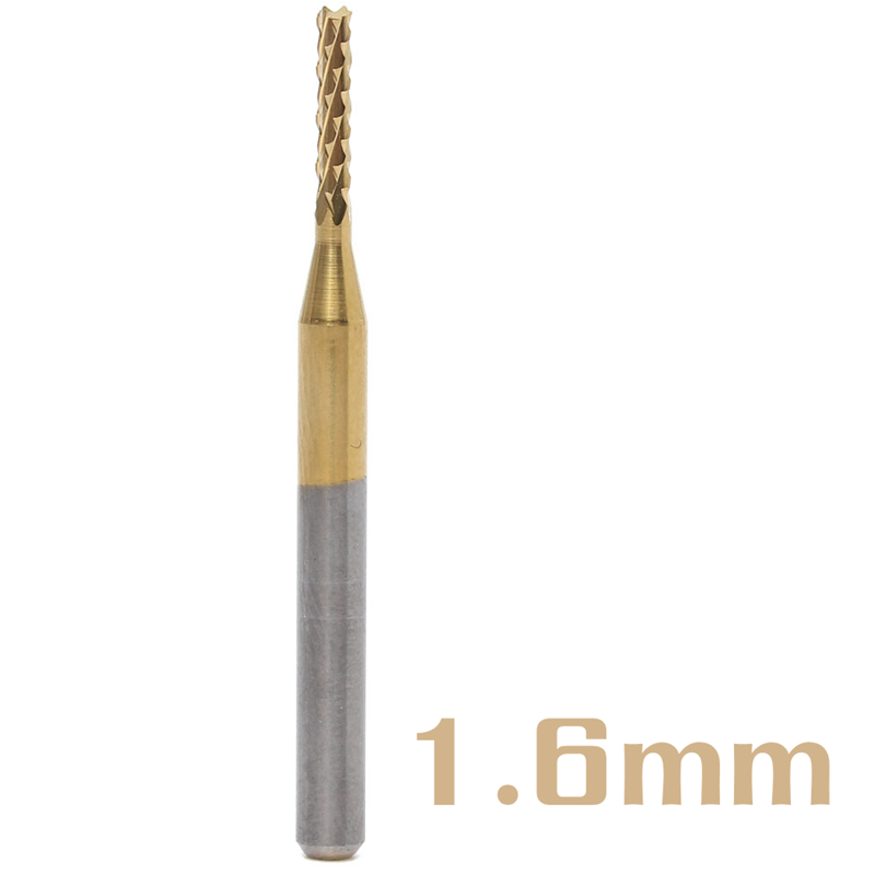 1.6mm milling cutter good qualtiy tungsten steel titanium coat carbide end mill engraving bits cnc pcb rotary burrs drill bit