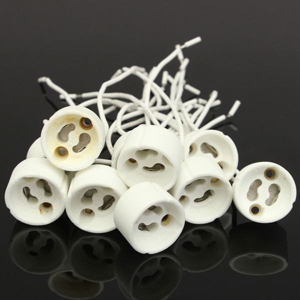 10pcs led bulb gu10 socket holder base halogen lamp light ceramic wire connector lampholders