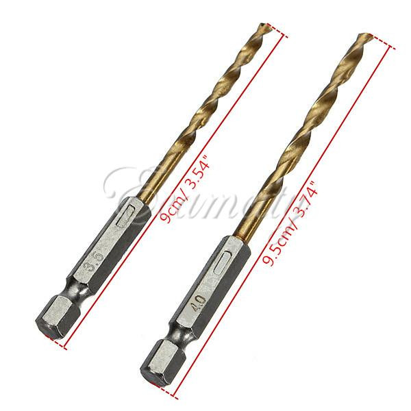 13pcs/lot 1.5-6.5mm hss high speed steel titanium coated drill bit set power tool 1/4 hex shank