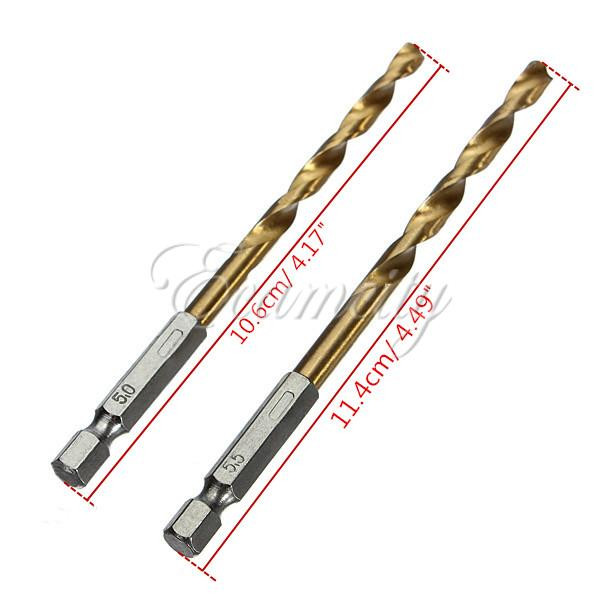 13pcs/lot 1.5-6.5mm hss high speed steel titanium coated drill bit set power tool 1/4 hex shank