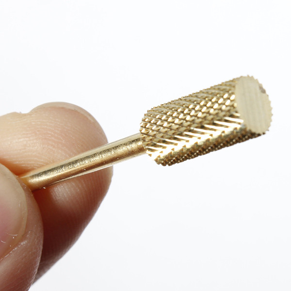 1pcs pro gold carbide cylinder electric art nail care drill bit accessories tool file metal round style