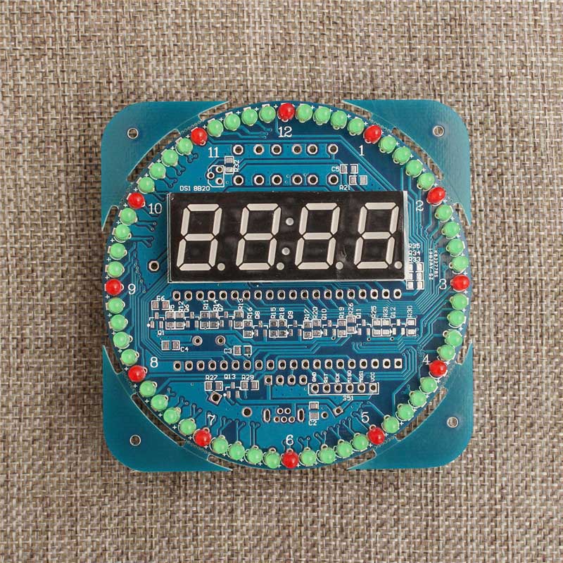 2015 brand new diy ds1302 rotating led electronic digital clock kit 51 scm learning temperature display board