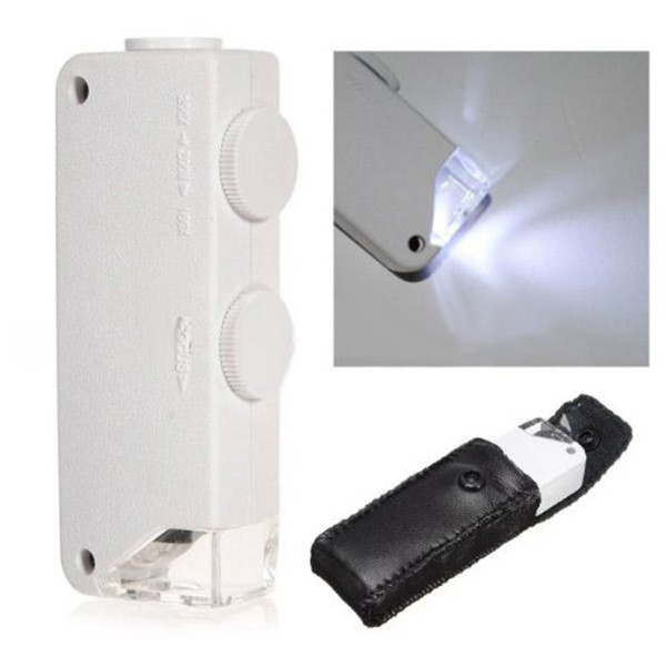2015 new handheld mini 160x - 200x zoom led lighted microscope jeweler loupe magnifying glass magnifying lens