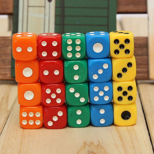 20pcs mixed color 14mm six sided bar pub club party spot d6 playing games dice set opaque