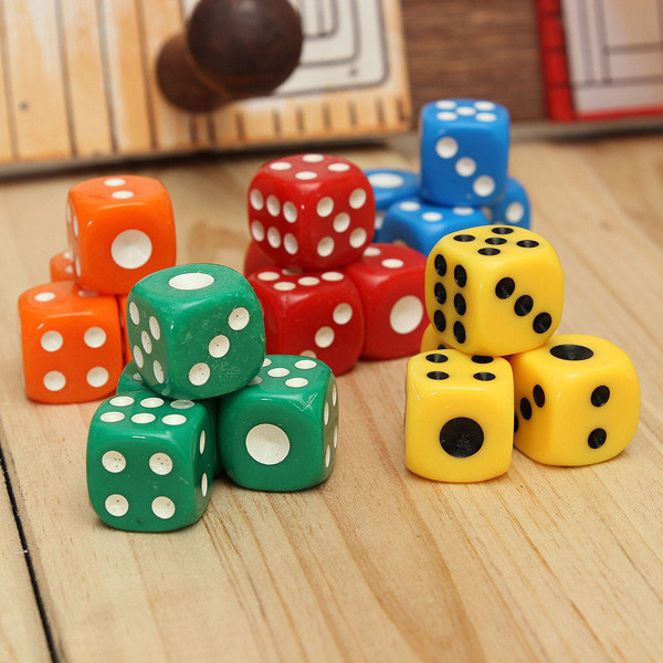 20pcs mixed color 14mm six sided bar pub club party spot d6 playing games dice set opaque