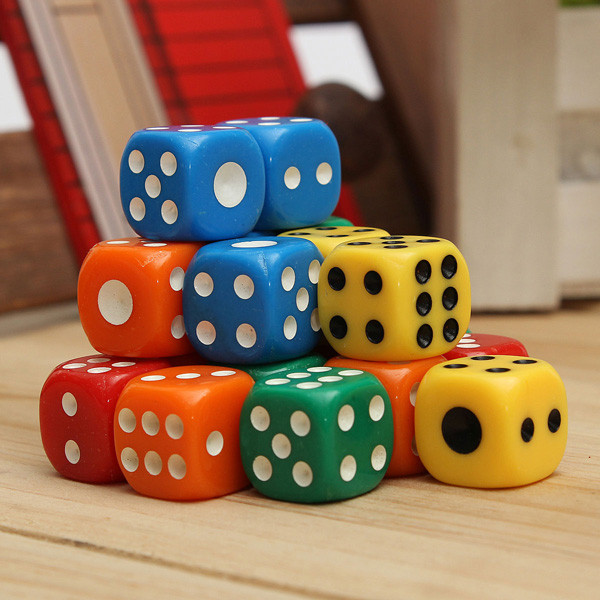 20pcs mixed color 14mm six sided bar pub club party spot d6 playing games dice set opaque